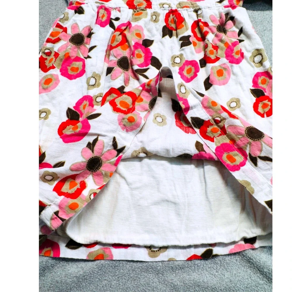 Old Navy Floral Dress Kid 4T White Pink Corduroy Smocked Long Sleeve Boho School